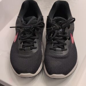 Nike Flex Running / Training Shoes – Black with Red Swoosh
